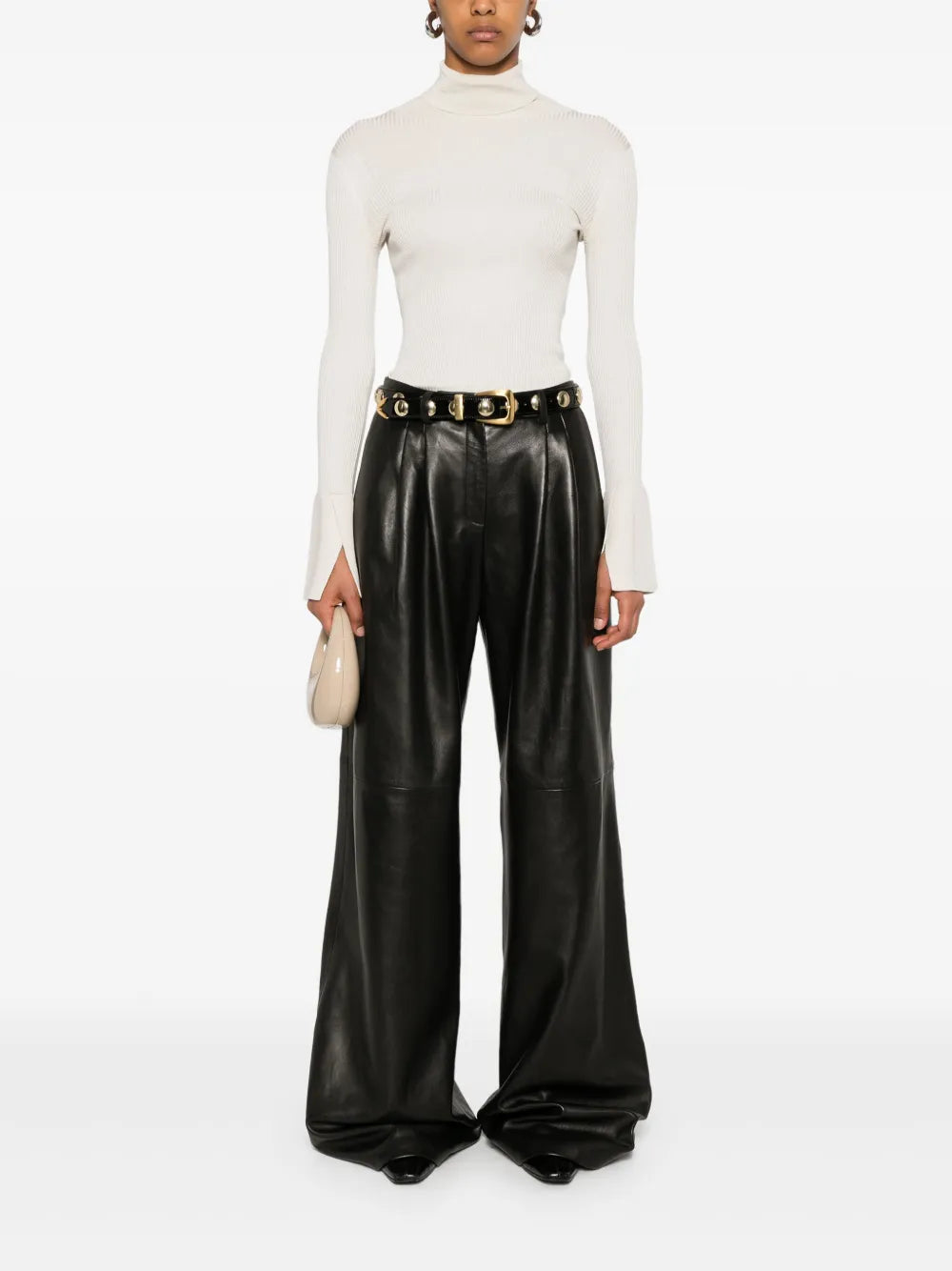 Wide-Leg Leather Trousers