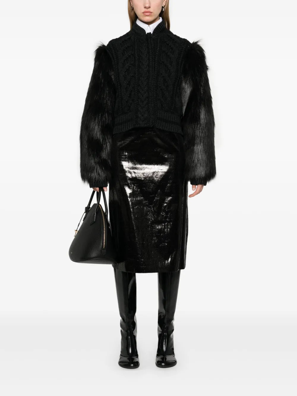 Faux-Fur Trim Cardigan