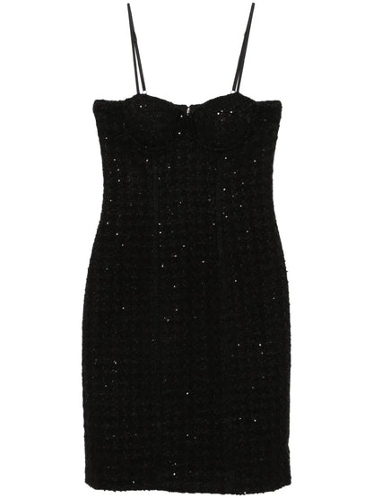 Sequin-Embellished Bouclé Midi Dress