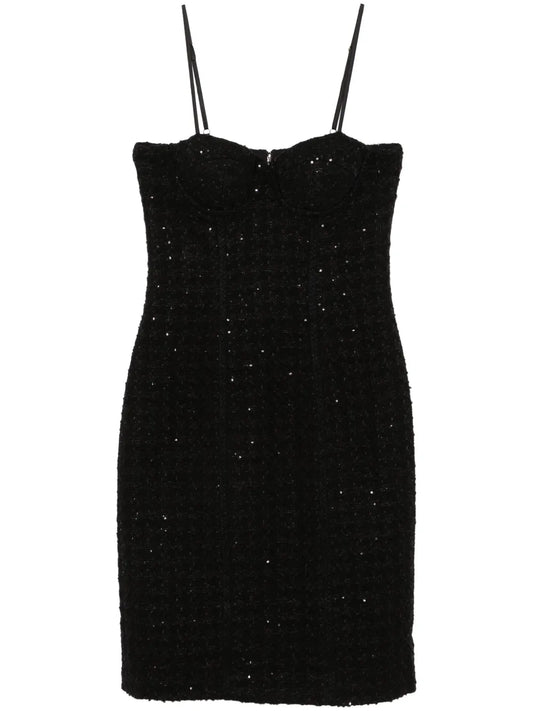 Sequin-Embellished Bouclé Midi Dress