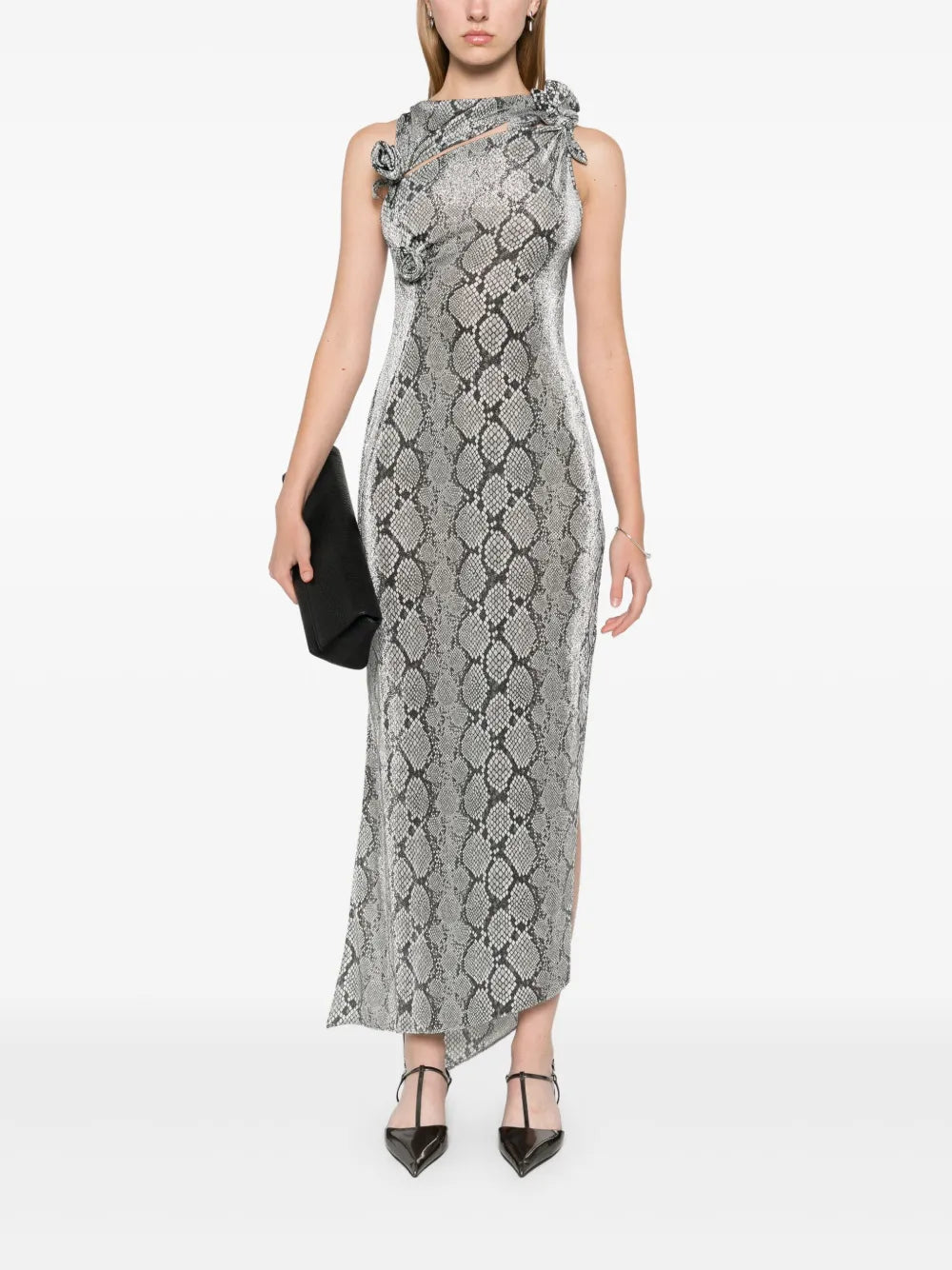 Snake-Print Flower Gown