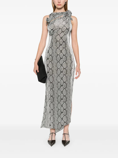 Snake-Print Flower Gown
