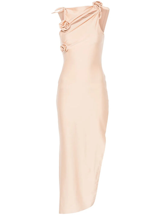 Floral-Appliqué Maxi Dress