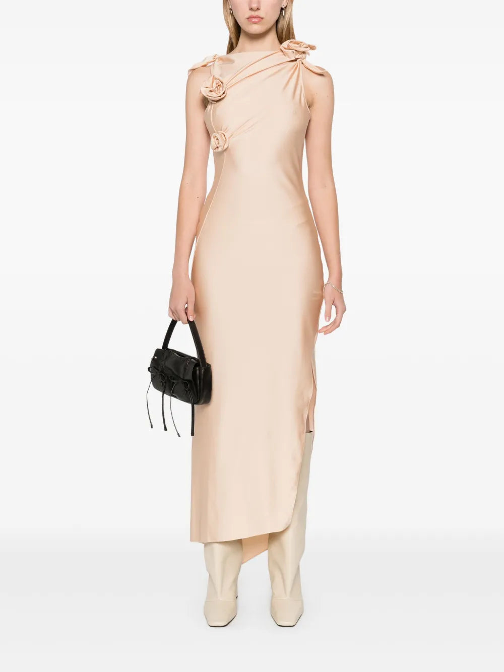 Floral-Appliqué Maxi Dress