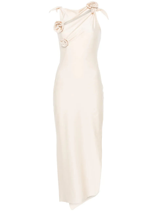 Floral-Appliqué Maxi Dress