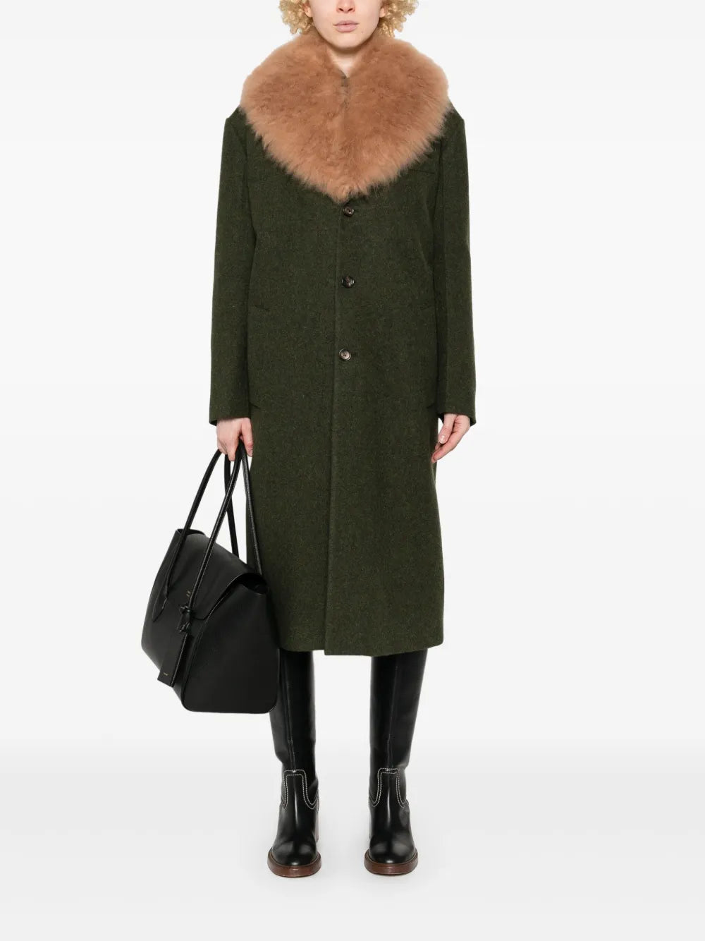 Shearling-Collar Coat