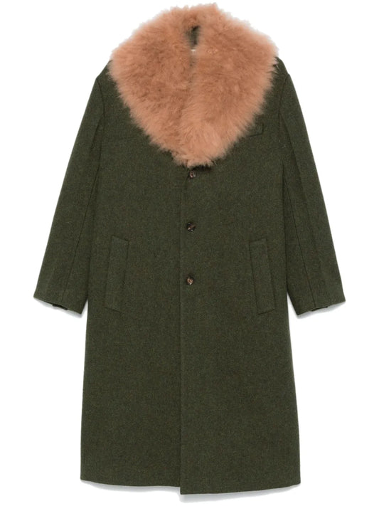 Shearling-Collar Coat