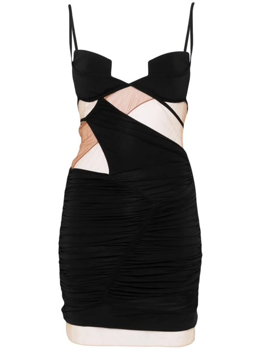 Sheer-Panels Mini Dress