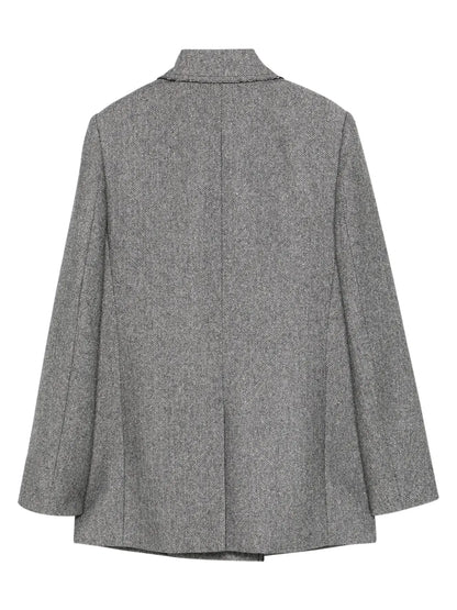 Double-Breasted Herringbone Blazer