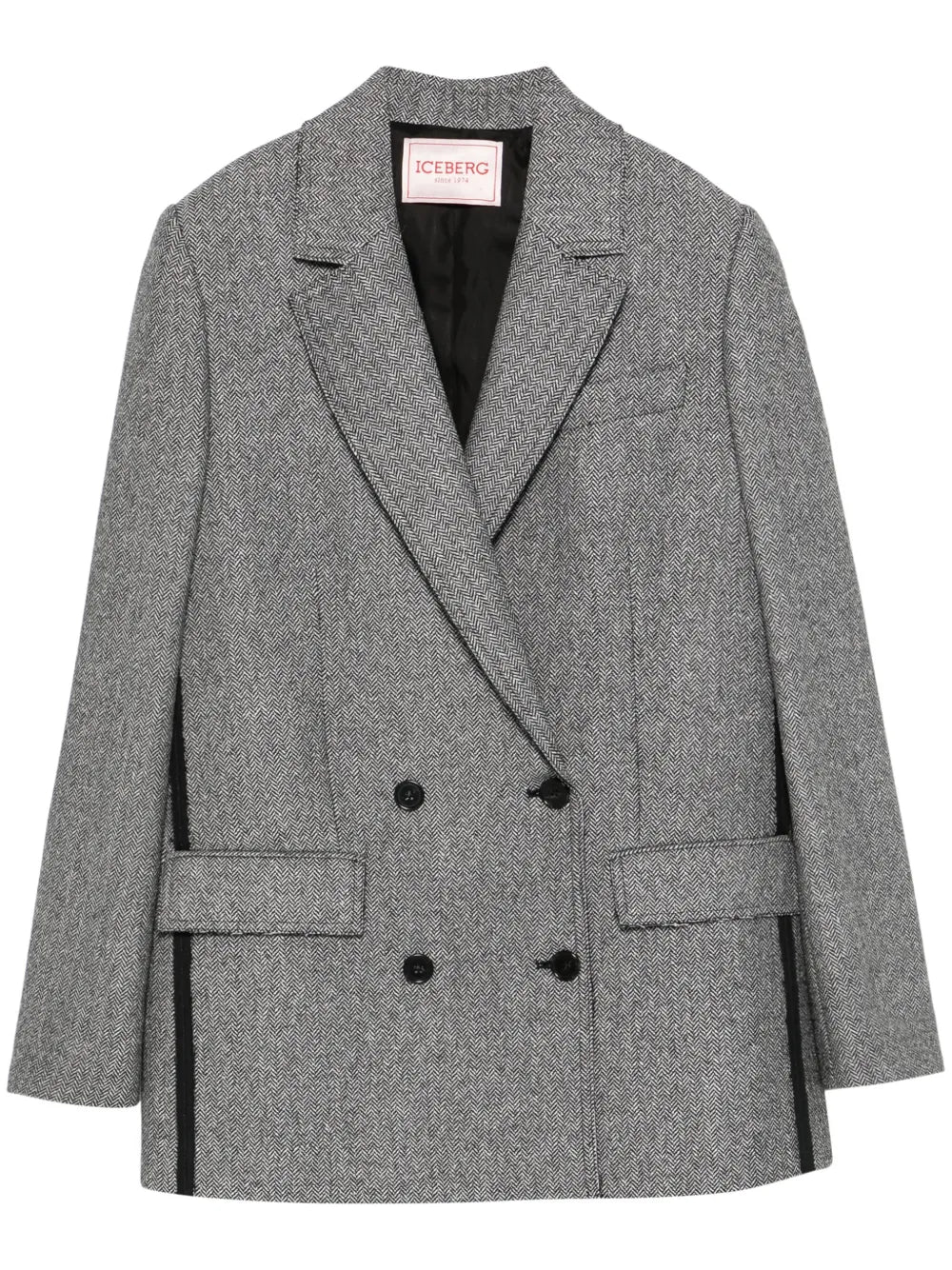 Double-Breasted Herringbone Blazer