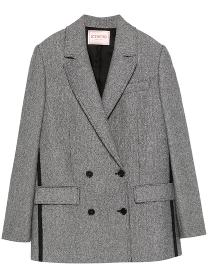 Double-Breasted Herringbone Blazer