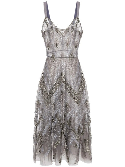Sequined Chevron Midi Dress