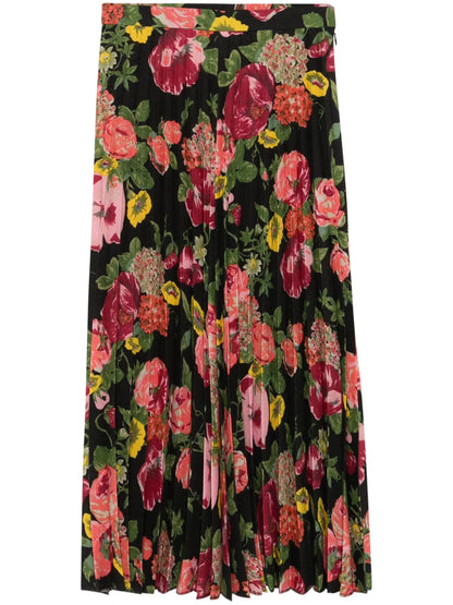 High-Waisted Pleated Midi Skirt