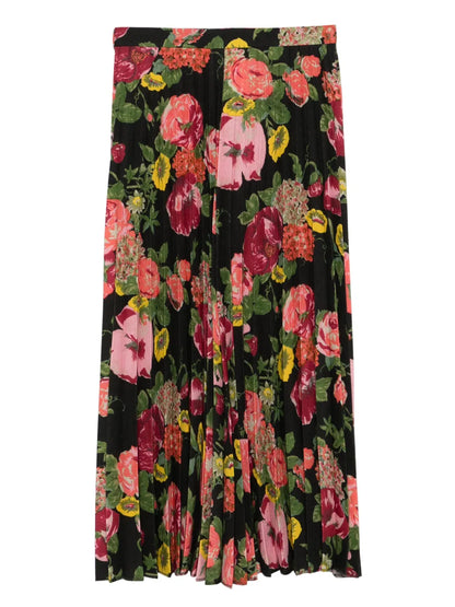 High-Waisted Pleated Midi Skirt