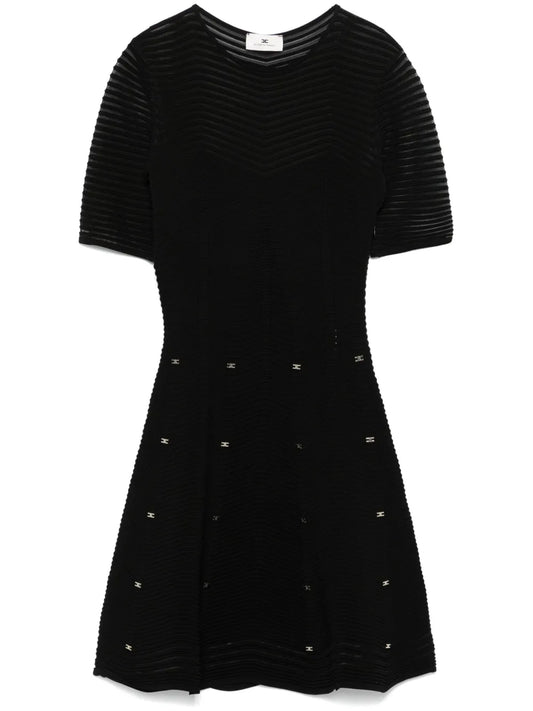 Herringbone-Pattern Mini Dress