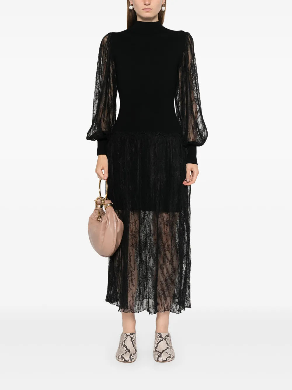 Floral-Lace Midi Dress