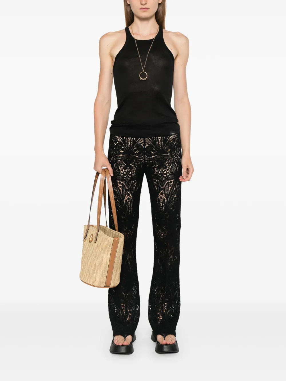 Lace-Panel Trousers