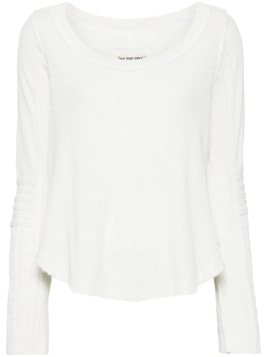 Swinging Cable Cuff Sweater