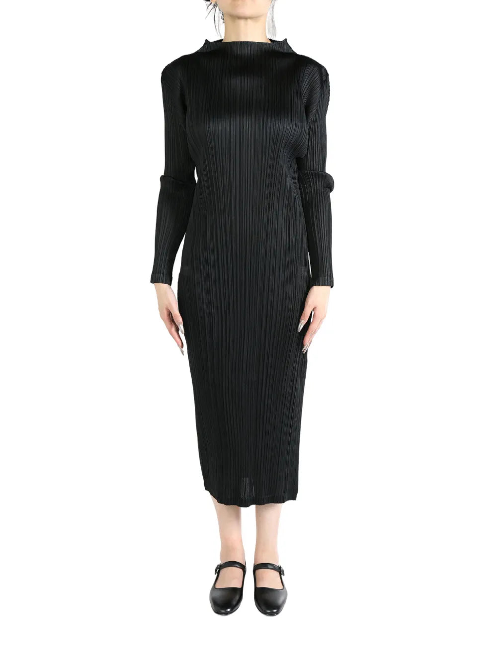 Plissé Midi Dress