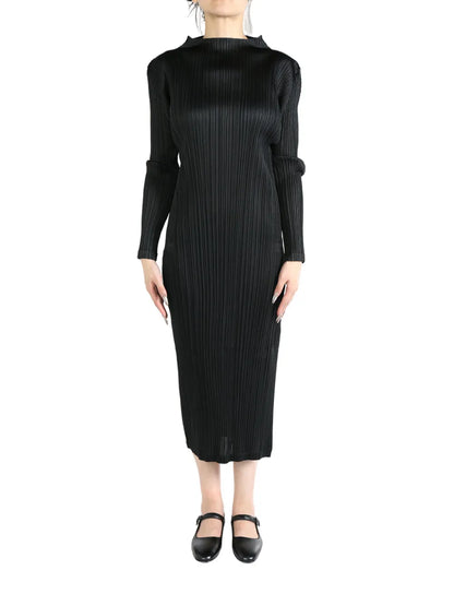Plissé Midi Dress