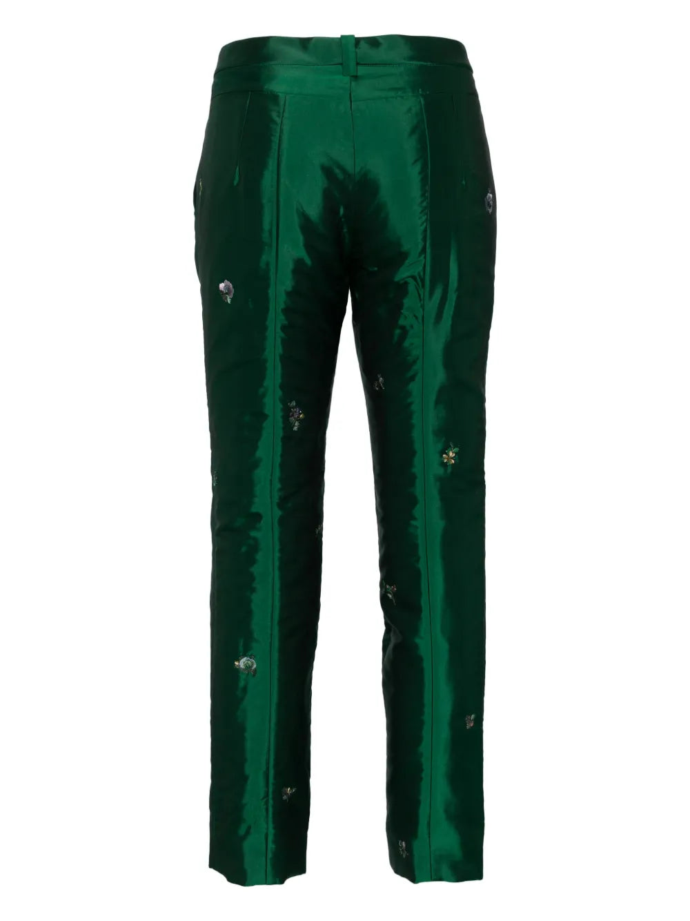 Floral Embroidery Straight Trousers