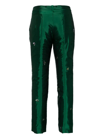 Floral Embroidery Straight Trousers