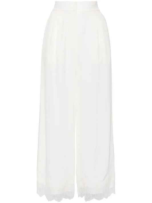 Lace Embroidery Straight Trousers