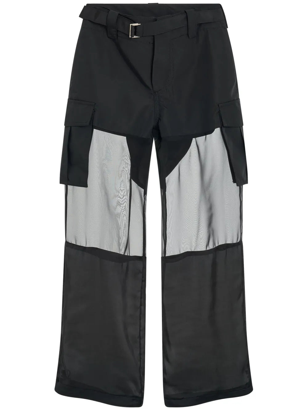 Transparent-Detail Cargo Straight Trousers