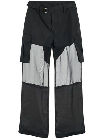 Transparent-Detail Cargo Straight Trousers