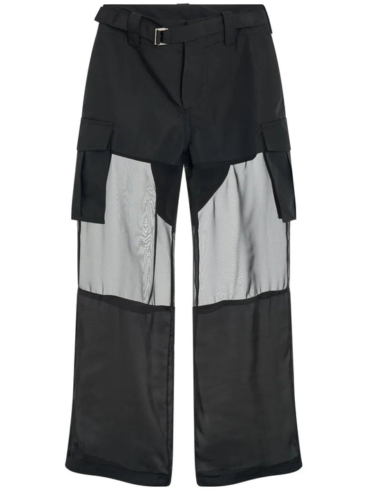 Transparent-Detail Cargo Straight Trousers