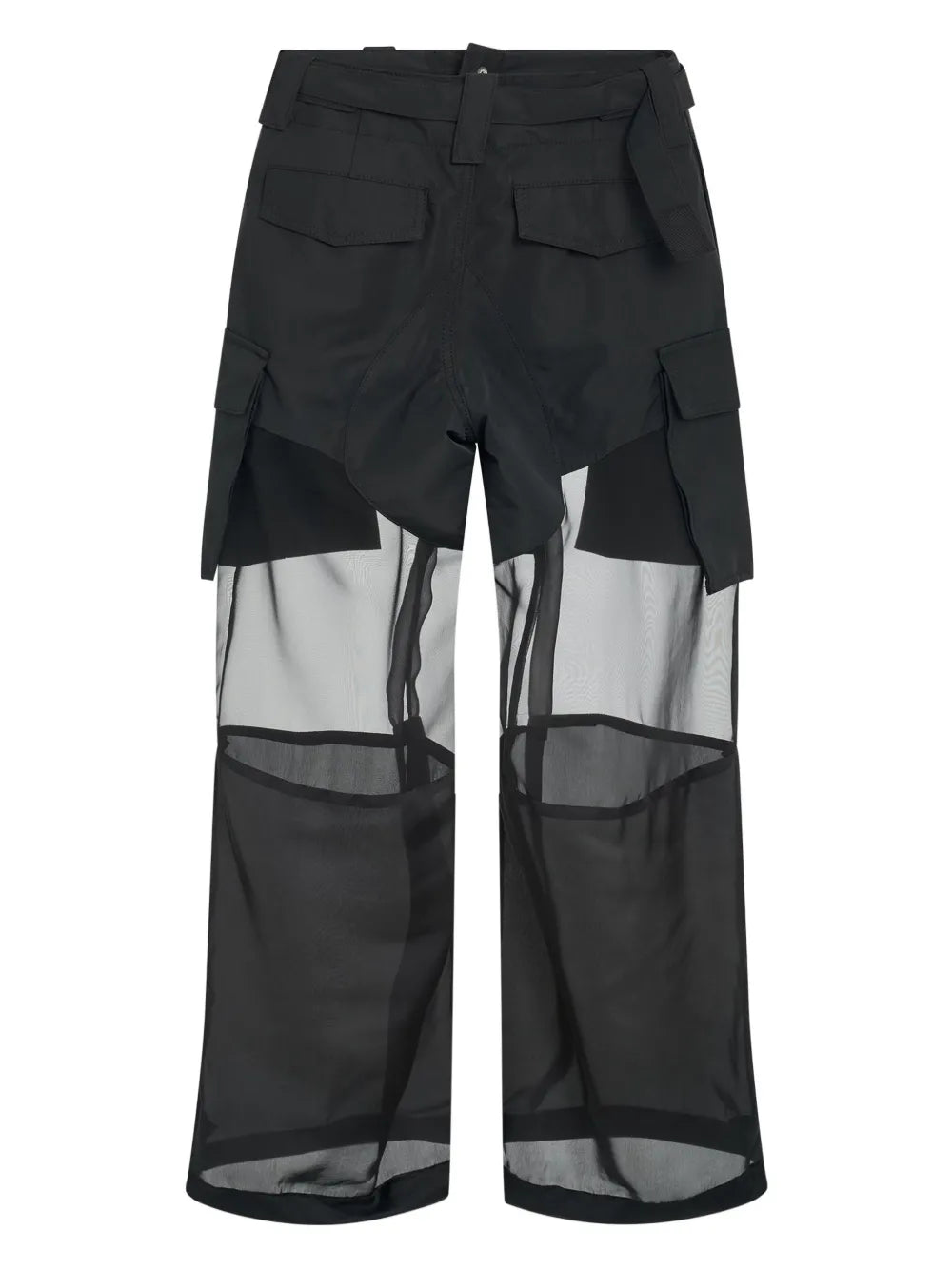 Transparent-Detail Cargo Straight Trousers