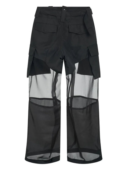 Transparent-Detail Cargo Straight Trousers