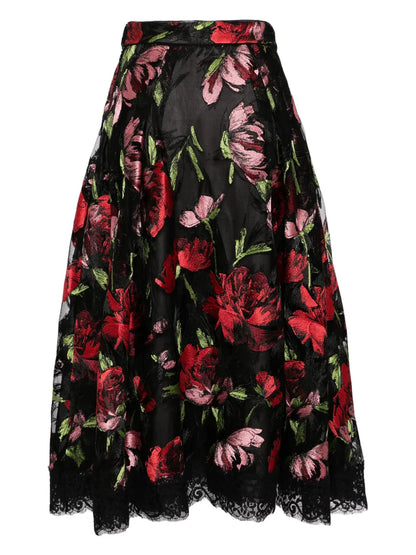 Libre Collection Electric-Embroidered Rose Skirt