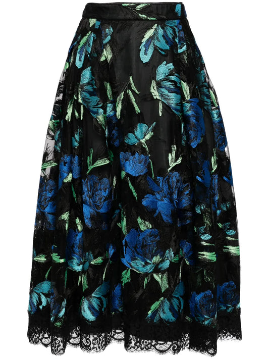 Libre Collection Electric-Embroidered Rose Skirt
