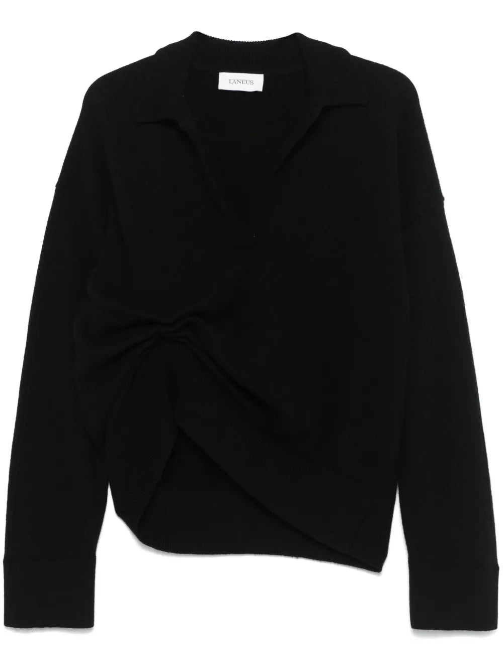 Gathered Polo Sweater