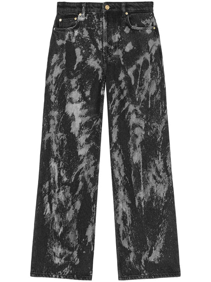 Painterly-Print Palazzo Trousers