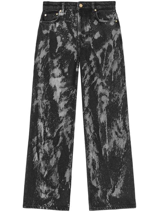 Painterly-Print Palazzo Trousers