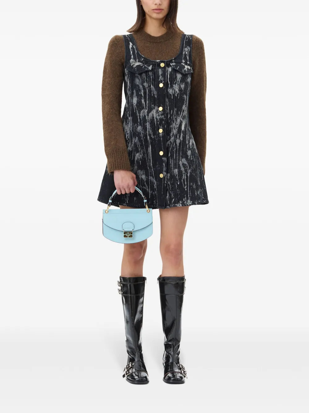 Brushed-Finish Mini Dress