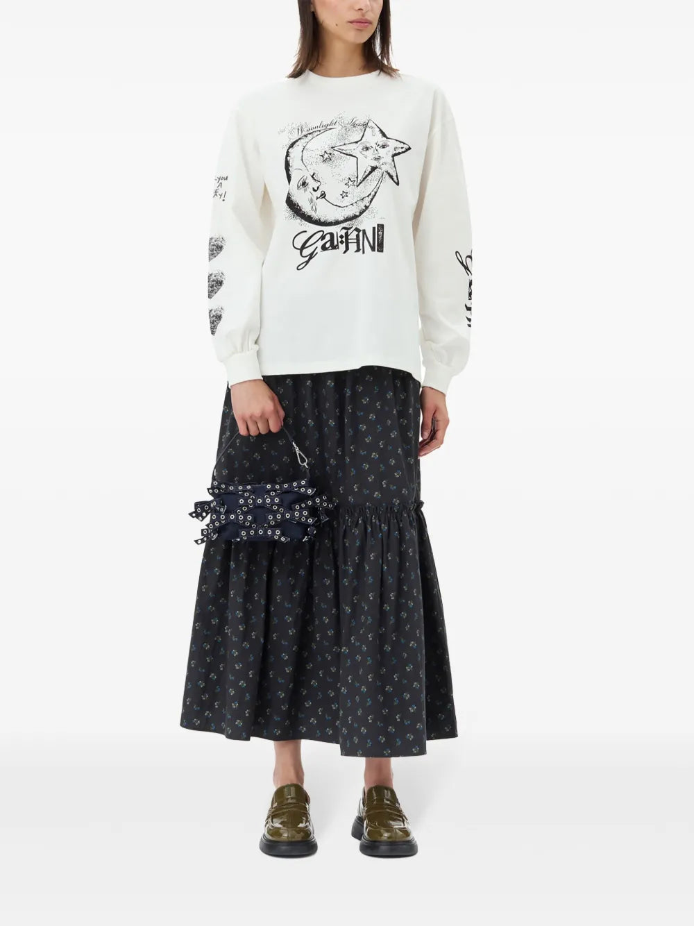 Floral-Print Smock Maxi Skirt