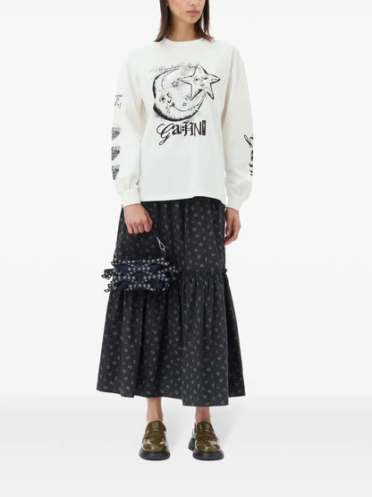 Floral-Print Smock Maxi Skirt