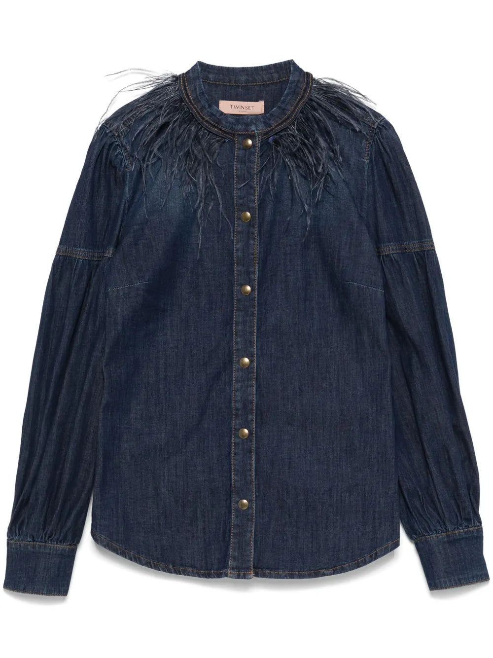Feather-Detail Denim Shirt