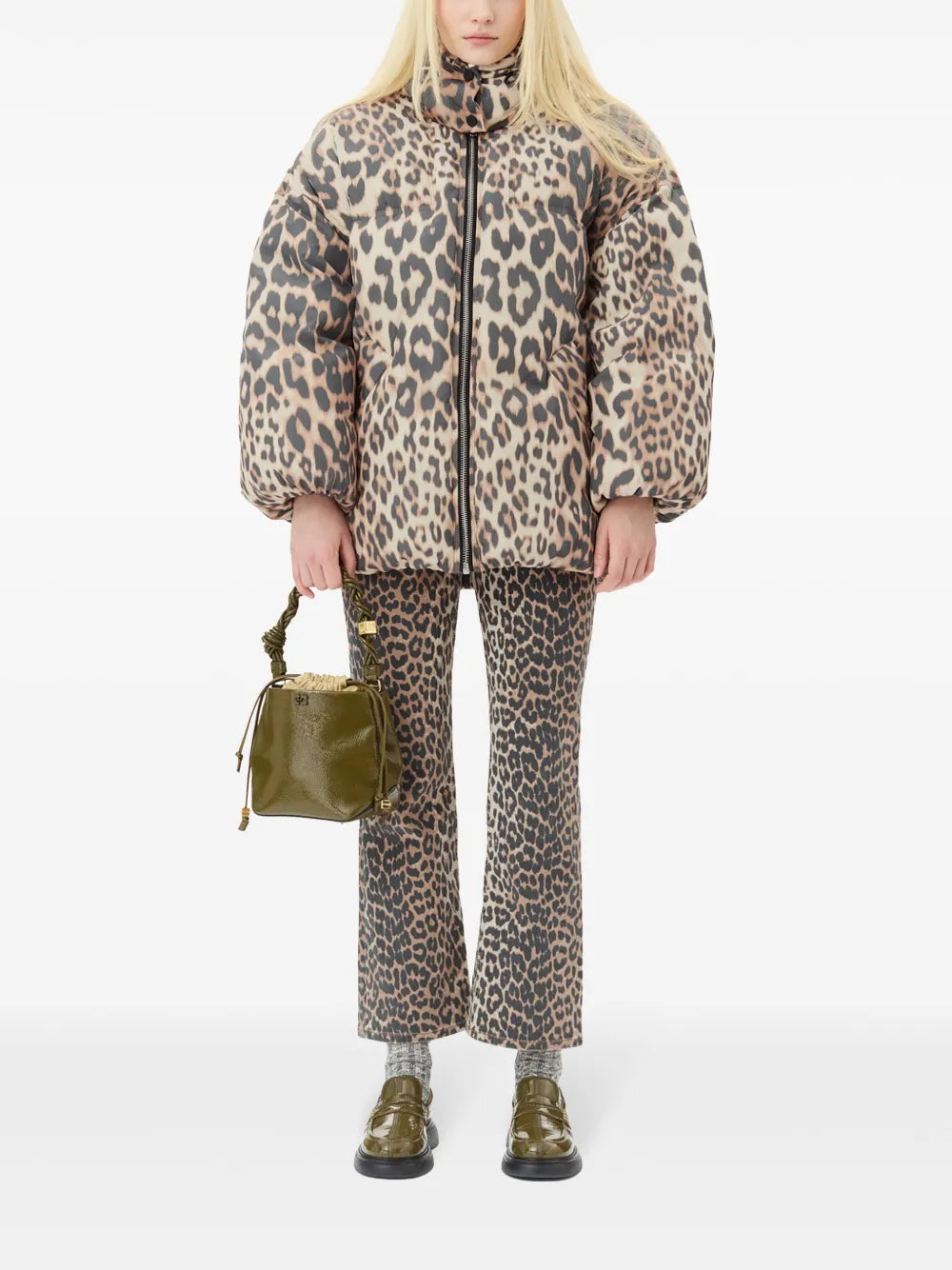 Leopard Print Hooded Puffer Jacket