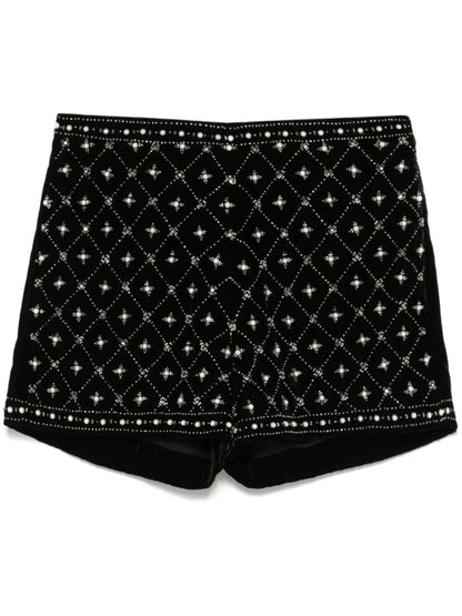 Embellished Velvet Shorts