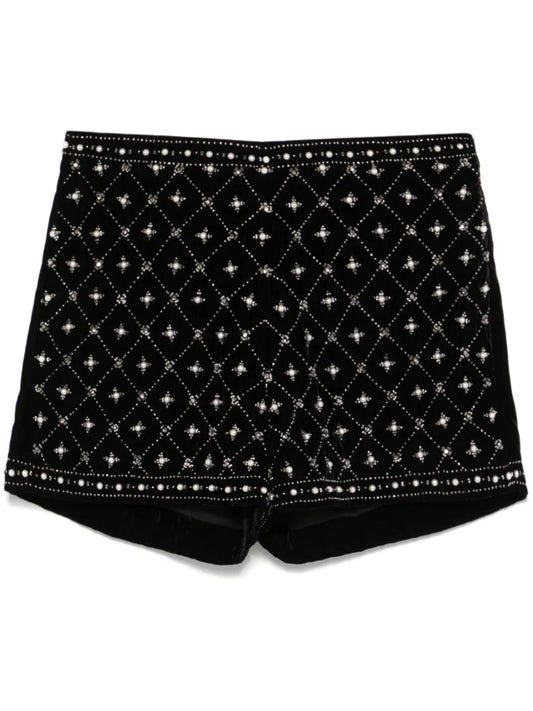 Embellished Velvet Shorts