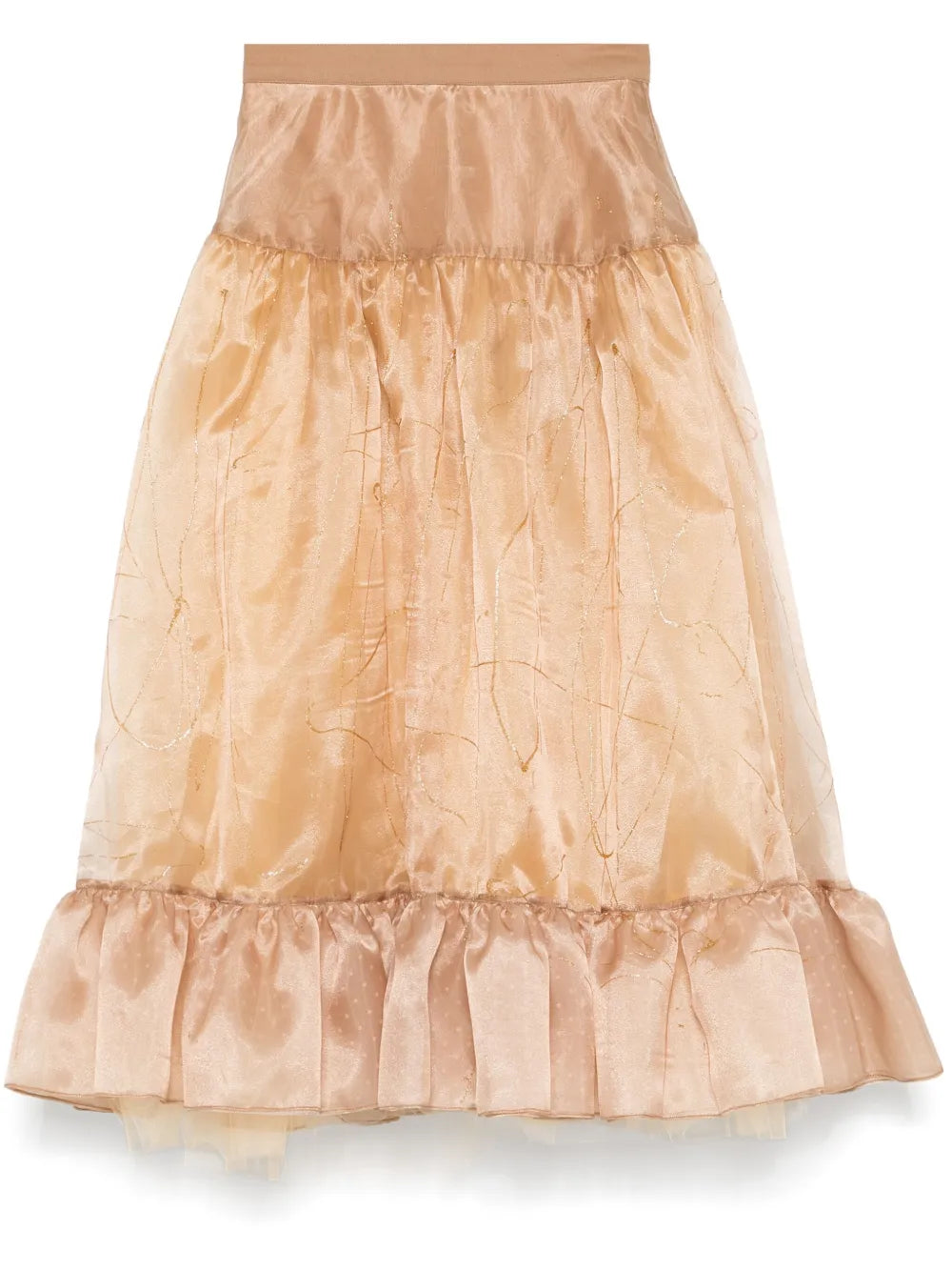 Metallic-Threading Midi Skirt