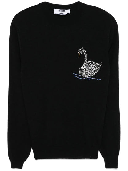 Swan-Motif Sweater