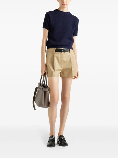 Belted Twill Shorts