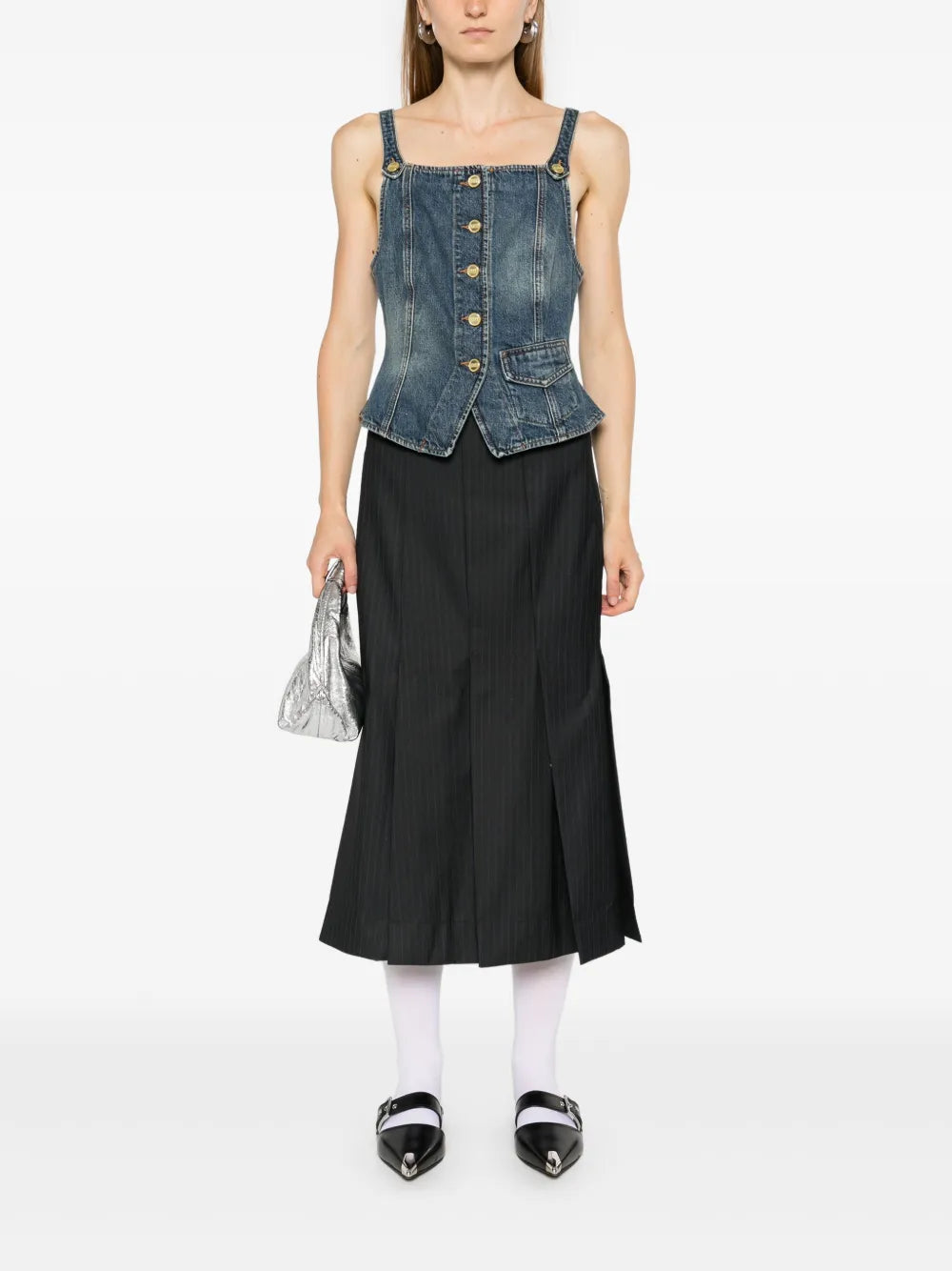 Pinstriped Midi Skirt