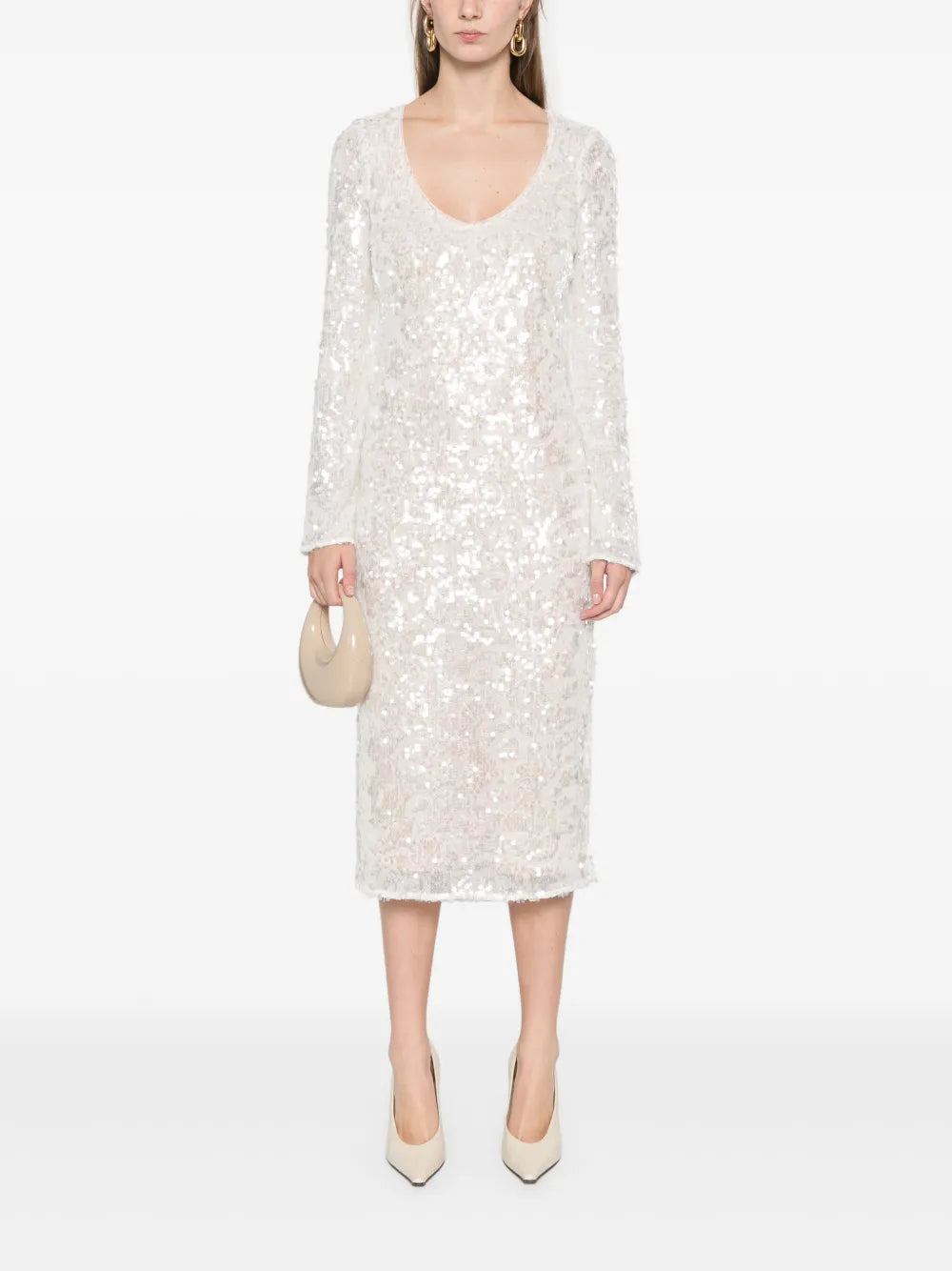 Sequin-Embellished Midi Dress