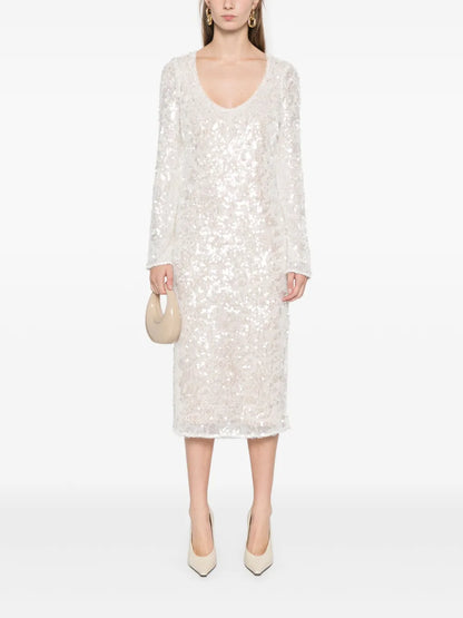 Sequin-Embellished Midi Dress